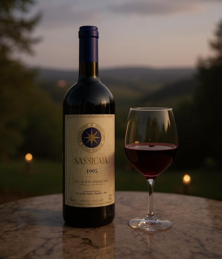 Sassicaia 1995 wine label detail