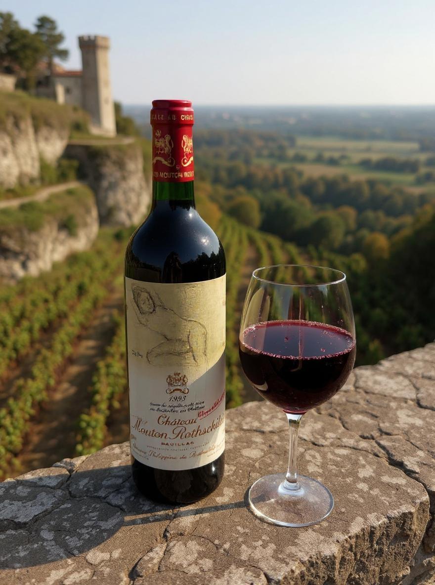 Chateau Mouton Rothschild 1993 vintage bottle front view