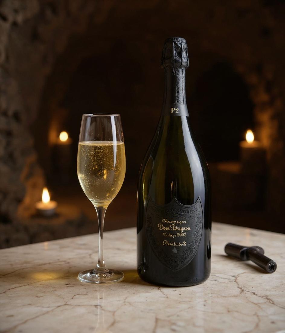 Dom Perignon P2 Brut 2002 Champagne bottle detail
