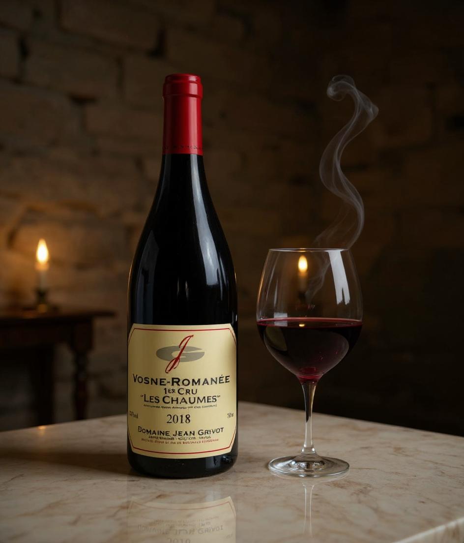 Vosne-Romanee Les Chaumes Premier Cru 2018 wine label detail