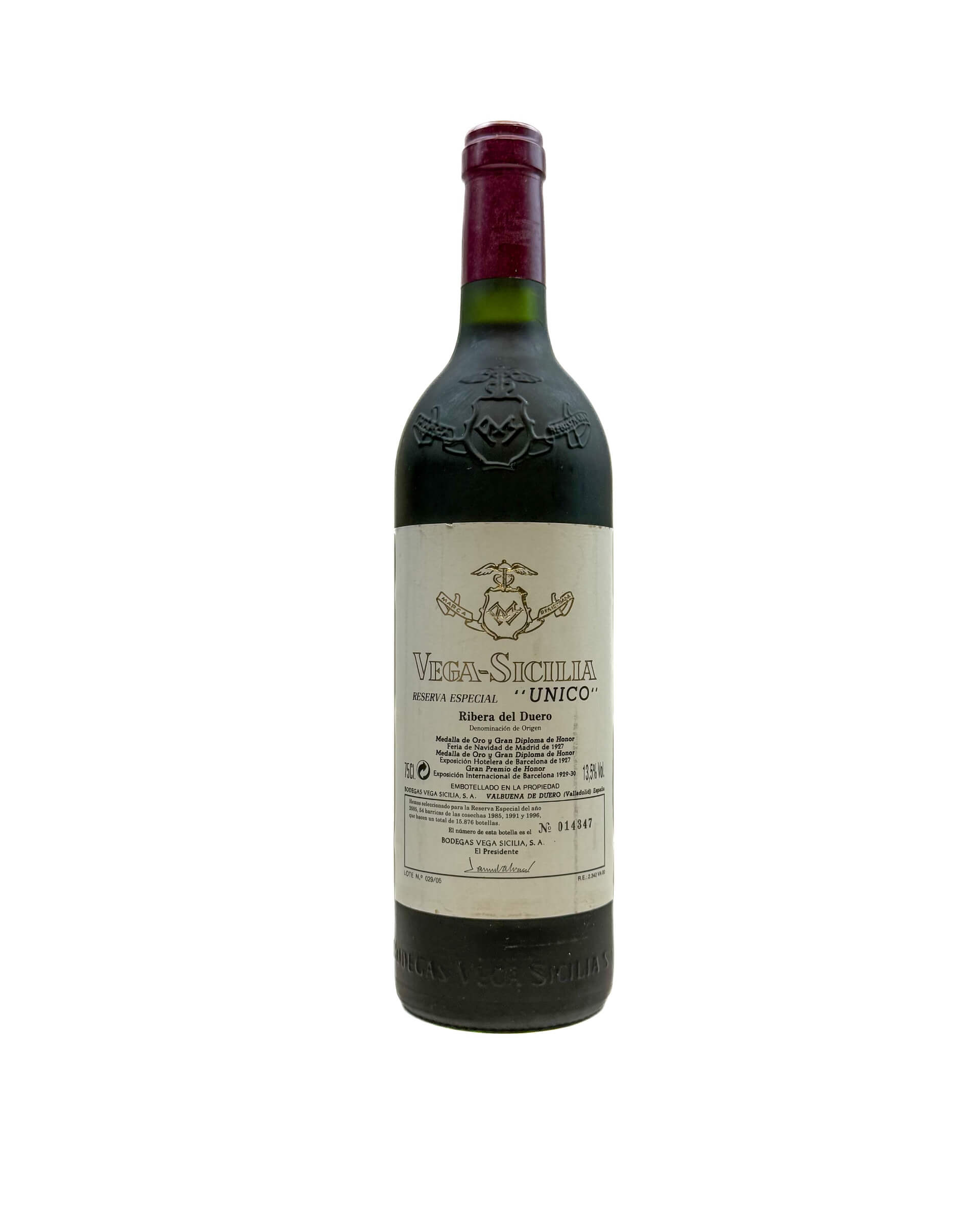 NV Vega Sicilia Unico Reserva Especial 85/91/96 2005 sortie Ribera del Duero 0,75L