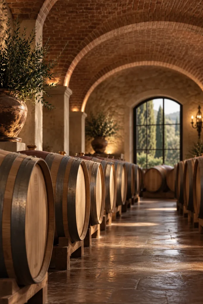 Illustration: Tuscan barrel cellar, Bolgheri