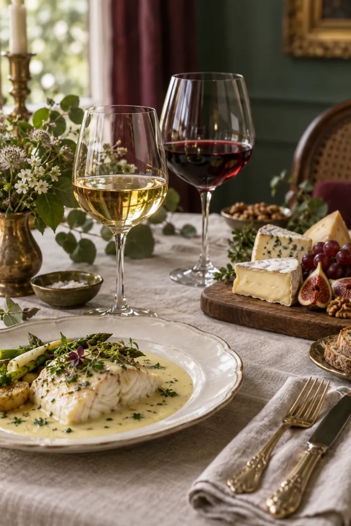 Illustration: white and red Burgundy with fish and cheese, the Côte de Beaune