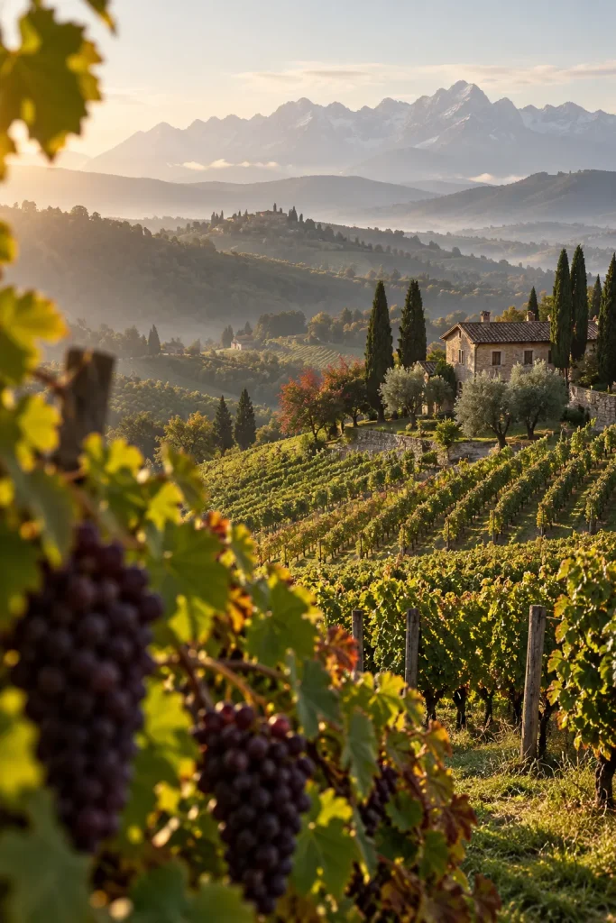 Illustration: hillside vineyards of the Colli Orientali, Friuli