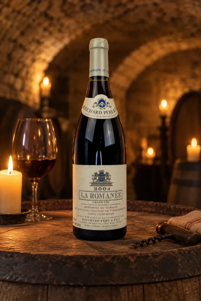 La Romanée Grand Cru 2004 (photo of this bottle; cellar background is an illustration)