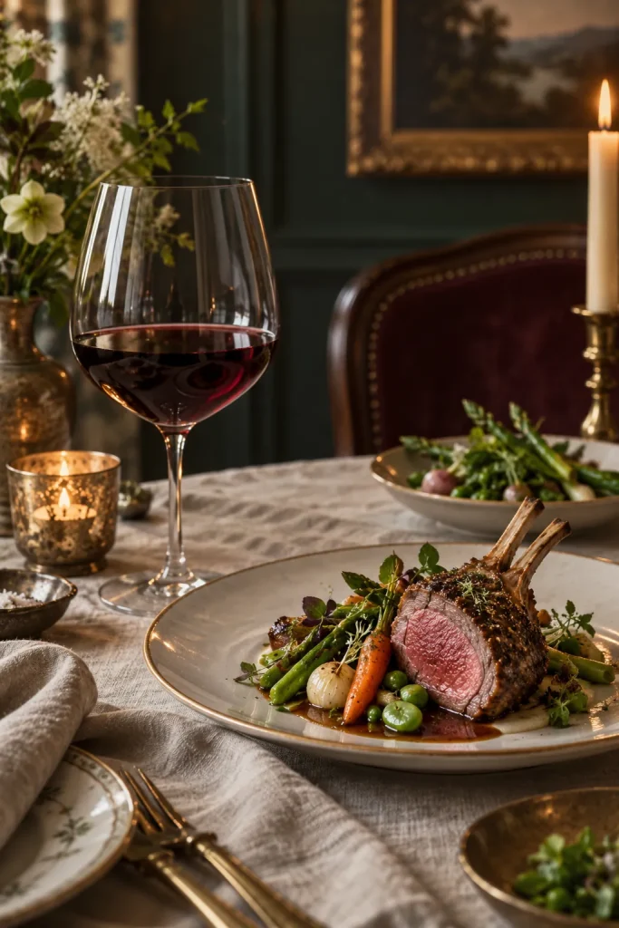 Illustration: red Margaux with saddle of lamb, Margaux