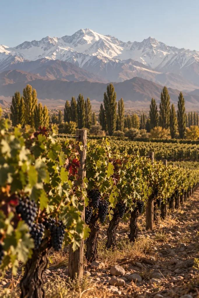 Illustration: Malbec vineyards below the Andes, Mendoza