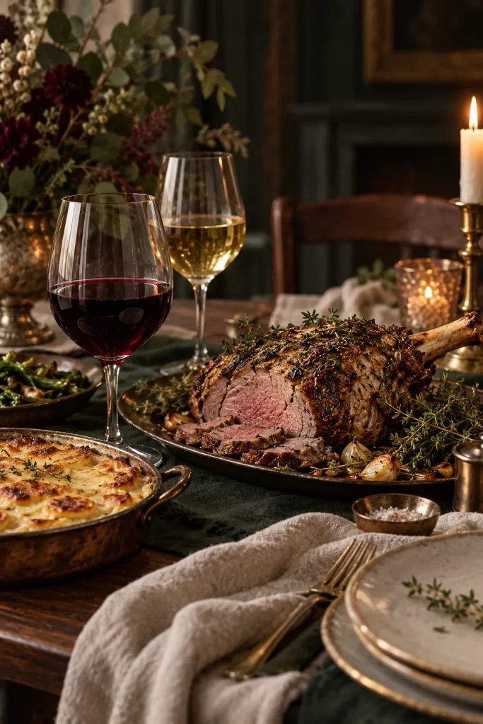 Illustration: northern Rhône red and white with roast lamb
