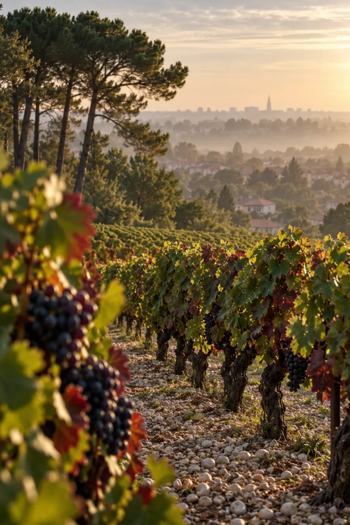 Illustration: gravel vineyards and pines of Pessac-Léognan