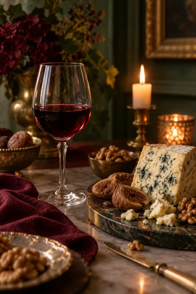 Illustration: vintage Port with Stilton and figs, the Douro