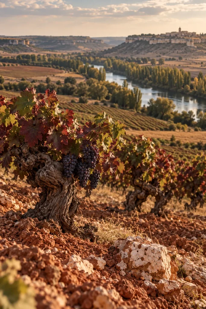 Illustration: old Tempranillo vines on the plateau, Ribera del Duero