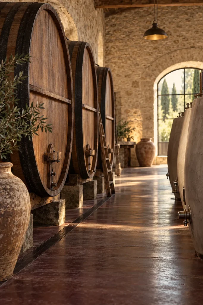 Illustration: Provençal cellar with old foudres