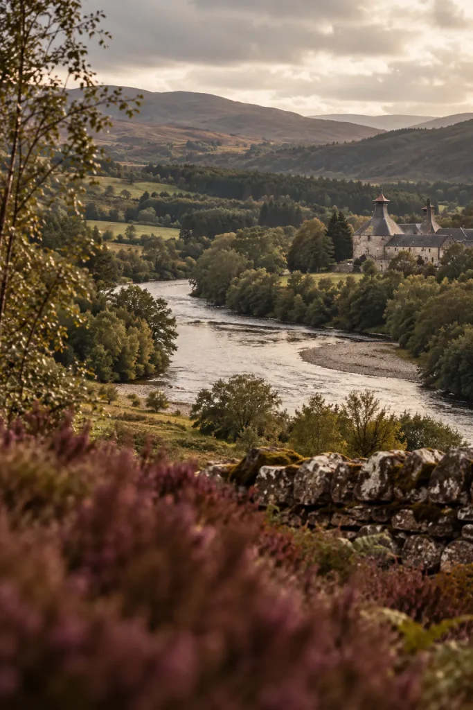 Illustration: the river Spey and the hills, Speyside